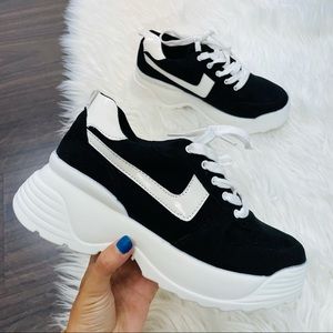 Black chunky suede sneaker